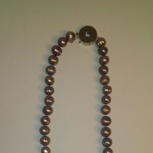 9.5mm Champagne Pearls Sterling Silver Clasp 18"